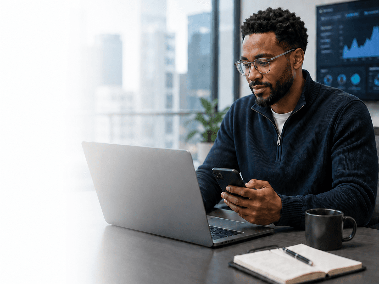Fintech professional reviewing a customer onboarding flow