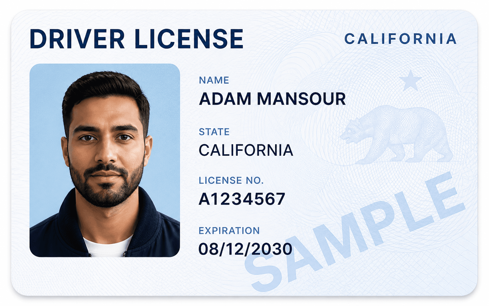 Fictional sample driver credential